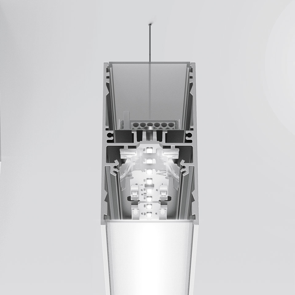 A.39 Suspension/Ceiling - Structural Module 2368mm - Direct Emission - 3000K - Undimmable - White